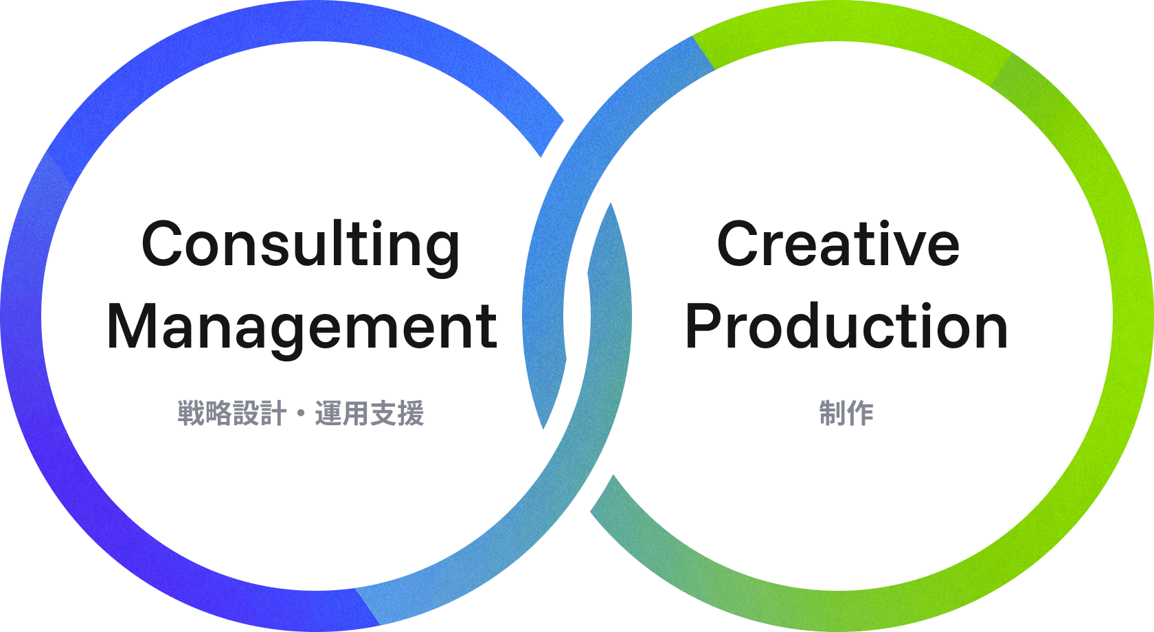 Consulting Management(戦略設計・運用支援)と Creative Production(制作)の領域