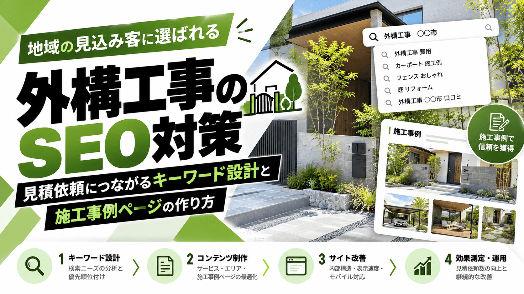 外構工事のSEO対策|見積依頼につながるキーワード設計と施工事例ページの作り方