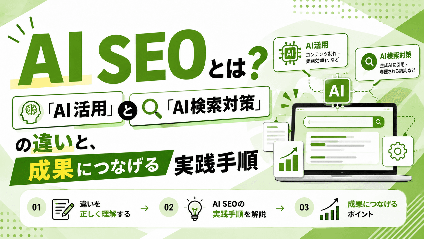 AI SEOとは?「AI活用」と「AI検索対策」の違いと、成果につなげる実践手順【2026年版】